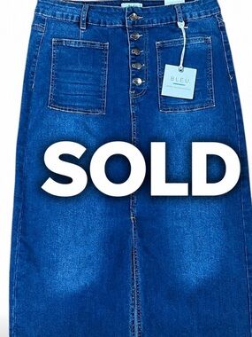 NWT Code Bleu Y2K/90s Long Denim Stretch Skirt Size 10 Medium/Dark Wash